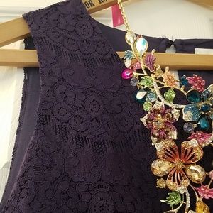 FOURTEENTH PLACE Purple Lacy Sleeveless Top